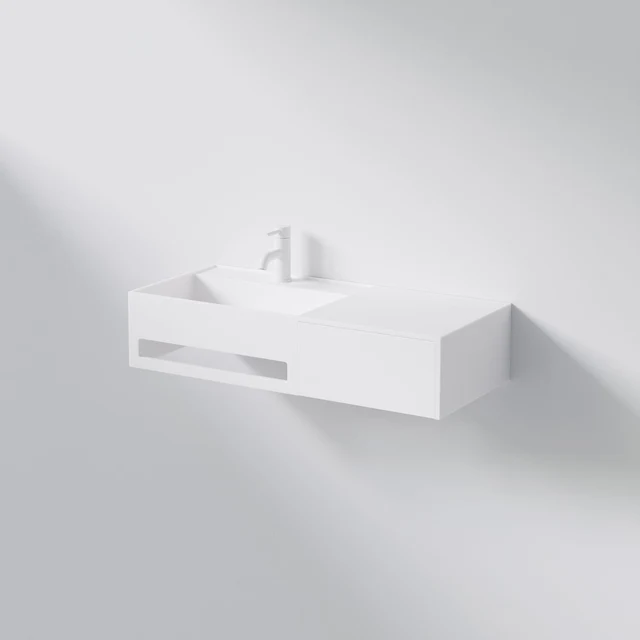 Wall mounted washbasin rectangular made of Solid Surface